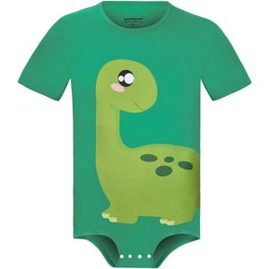 Korte Mouw Bodysuit voor Heren met Drukknoop Crotch - Dinosaurus Design