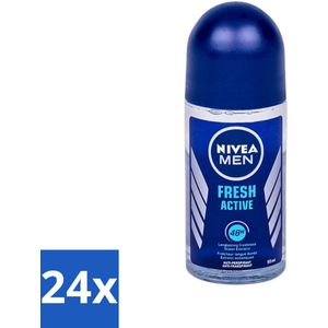 Nivea - Fresh Active Roll-On - Antiperspirant - 48 Uur Lang Werkend - 50 ml - Voordeelverpakking - 24 stuks