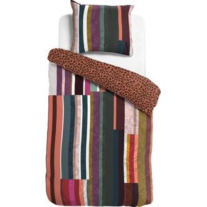 Melli Mello - Got Me Staring - Dekbedovertrek - Paars Koraal Petrol - 100% Katoen Satijn