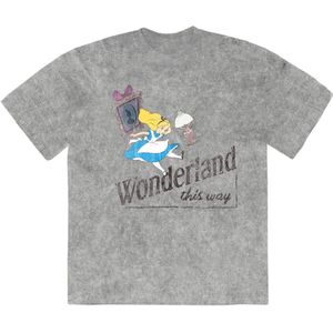 Disney - Alice In Wonderland Wonderland This Way Heren Tshirt - S - Grijs