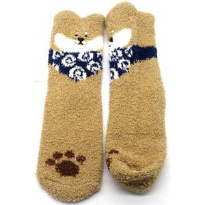 Fluffy sokken, warme wintersokken, 2 PAAR, huissokken, zacht, met hondenmotief, dog, maat one size (35-40), cadeautip!