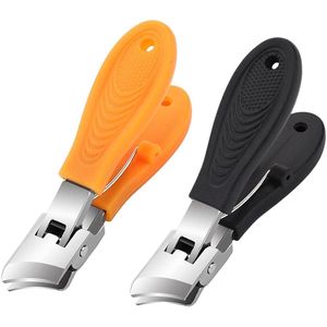 Schuine nagelknippers - duurzaam en scherp - set van 2 - zwart/oranje - kunststof en roestvrij staal - 8 cm