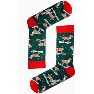 Sokken - Kerstsokken - Christmas Socks - Rendier - Katoen - Kerstcadeau - Christmas Gift - Vrolijk Sokken - Maat 37-44