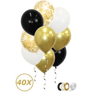 Gouden Ballonnen Confetti Verjaardag Versiering Abraham Helium Ballonnen Feest Versiering Sarah Zwart Wit – 40 Stuks