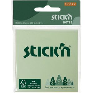 Stick'n sticky notes - FSC - 76x76mm, Pastel groen/Pastel geel/Pastel oranje, 150 memoblaadjes