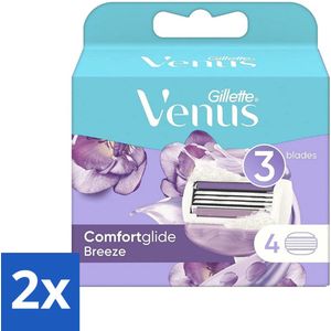 2 x Gillette - Venus Comfortglide Breeze - Hydraterend en soepel - 4 Navulscheermesjes - Scheermesjes - Scheermes - Venus Breeze - Scheergel - Hydraterend Scheermes