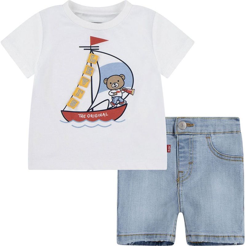 LEVI'S KIDS 3D Sailing Set - Shirt en Short - Denim - Unisex - Blauw