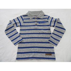 dirkje , polo shirt , grijst / blauw, lange mouw ,  116 - 6 jaar