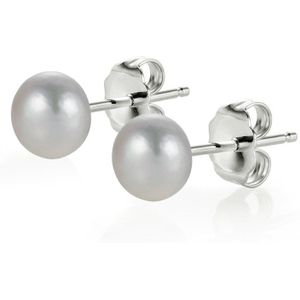 PROUD PEARLS® zilveren pareloorbellen knopjes grijze parels small