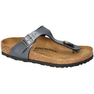 Birkenstock Gizeh Dames Slippers Metallic Black Birko-flor Regular-fit - Maat 36