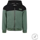 Koko Noko - Bio Cotton - Sweater met capuchon en rits - Jongens - Dark green - Maat 92