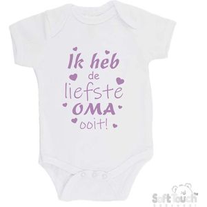 100% katoenen Romper ""Ik heb de liefste Oma ooit!"" Moederdag Meisjes Katoen Wit/lila Maat 62/68