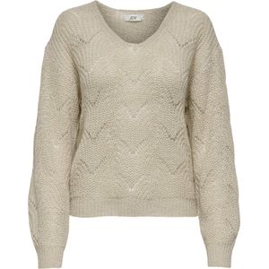JDY - JDYBADUT - Gebreide Pullover - Gebroken Wit - V-Hals - Lange Mouwen - Glitterdetail