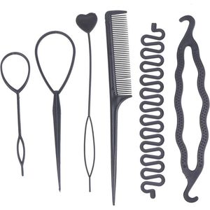 Kapper Hairstyle hulpstukken - Donut Knot maker - Topsy tool - Puntkam - Frans vlechten - Set van 6 stuks