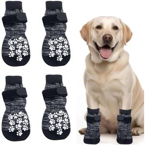 2 Pairs of Non-Slip Dog Socks, Injured Dog Socks with Adjustable Strap, Dog Socks to Protect Dog's Paws, Prevent Slipping (Grey, M)