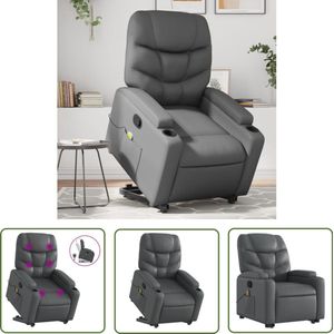 vidaXL Massagerstoel - Sta-op-stoel - Sta-op-massagestoel verstelbaar kunstleer grijs - Ergonomische Stoel - Relaxfauteuil - Lounge Stoel
