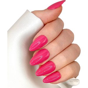 SD Press on Nails - B-103 - Plaknagels - Nagelset 20 Nagels - Fel roze - Gellak - Nagellak - Kort Stiletto - Nepnagels met Lijm - Kunstnagels - Nail Art - Handmade - Valse nagels - Nagelvijl - Accessoires - Stiletto Nagels