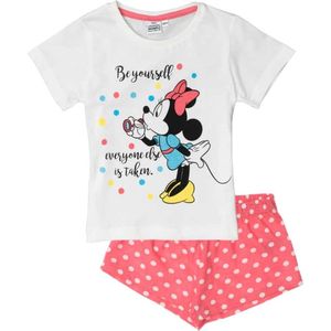 Disney Minnie Mouse - Shortama - wit met roze - Pyjama - maat 128
