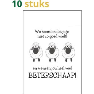 10 stuks wenskaarten beterschap - Wenskaarten beterschap - troostkaarten - beterschap - wenskaarten zwart wit