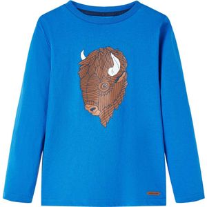 vidaXL - Kindershirt - met - lange - mouwen - 92 - kobaltblauw