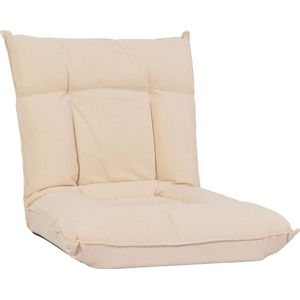 Vloer fauteuil MCW-N44, relax vloer kussen vloer sofa fauteuil 6 ligstanden, stevig frame fluweel ~ beige