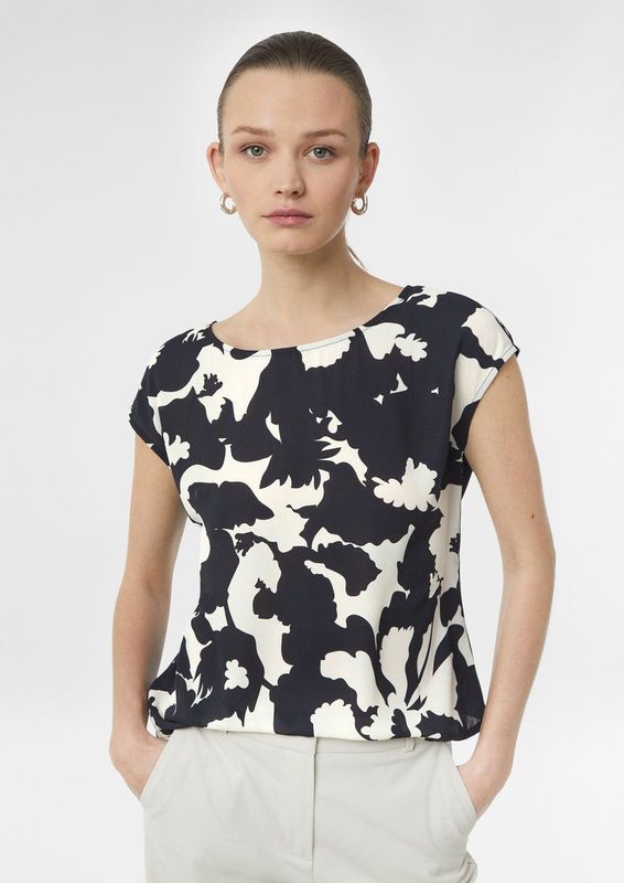 COMMA Shirt  navy / wit