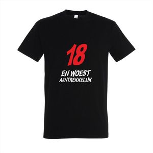 Stijlvol 18 Jaar Verjaardag T-shirt - ""18 Jaar en Woest Aantrekkelijk"" - Maat XXL - zwart t-shirt