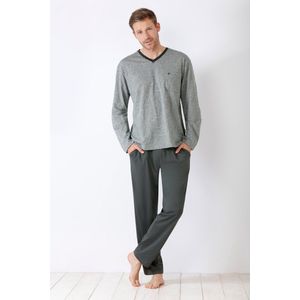 Grijze herenpyjama Hajo penkrabbels - Grijs - Maat - 52