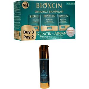 Bioxcin Keratine & Argan Herstel Shampoo 3x300ml (Tegen haaruitval) + Golstyle Keratine Haarserum 50ml- Herbal - Bio - Herbal shampoo - bioxcin - bioxsine - Anti-Haaruival - haarverzorging - Argan shampoo - Keratine shampoo