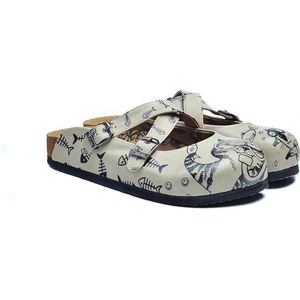 GOBY Clogs met Kattenprint – Handgemaakt – Premium Kwaliteit – Maat 37