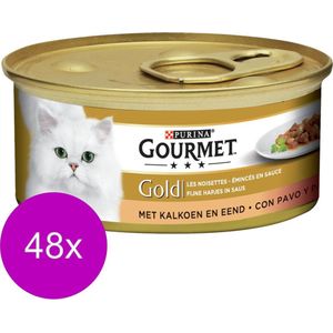 Gourmet Gold Fijne Hap 85 g - Kattenvoer - 48 x Kalkoen&Eend