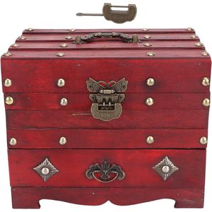 Vintage Houten Juwelendoos - Juwelenhouder met Spiegel en Lades - Houten Juwelenorganisator voor Vrouwen en Meisjes - Houten Juwelenopslaggeval
