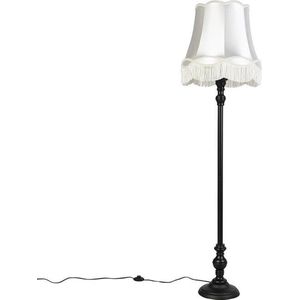 QAZQA classico - Klassieke Vloerlamp | Staande Lamp met kap - 1 lichts - H 1660 mm - Crème - Woonkamer | Slaapkamer | Keuken