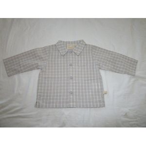 noukie's , jongens , overhemd , geruit , beige / wit ,  12 maand 80