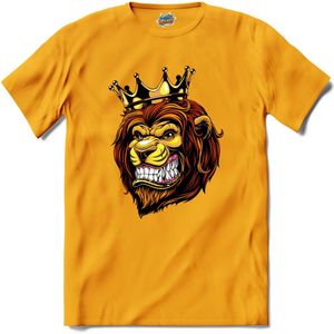 Oranje Leeuw - WK en EK voetbal - koningsdag en Koninginnedag feest kleding - T-Shirt - Heren - Geel - Maat 3XL