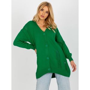 Dames Groene Gebreide Vest met Knopen One Size