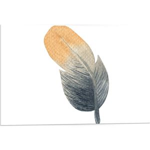 PVC Schuimplaat- Tekening van Veer met Bruin en Grijs tegen Witte Achtergrond - 75x50 cm Foto op PVC Schuimplaat