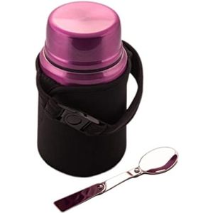 PromoHome Thermos Lunchbox 620ml - Roestvrijstalen Isolatie Food Jar - Inclusief Opvouwbare Lepel en Neopreen Hoes - BPA-vrij - Ideaal voor Warm en Koud Eten