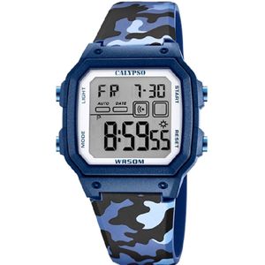 Calypso K5812/3 Horloge Digitaal kunststof-rubber camouflage blauw 45 mm