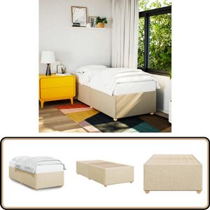 vidaXL Bedframe - 90x190 cm - Crème - Stof Slaapcomfort - Bed Frame - Tweepersoons Bed - Comfortabel Bed - Houten Bed