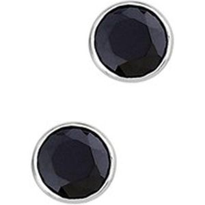 YO&NO - Oorbellen - Zilver - Oorknoppen -  Zirkonia - Zwart - Rond - 4mm - Sieraden vrouw - Heren - Gerhodineerd - Zilver 925