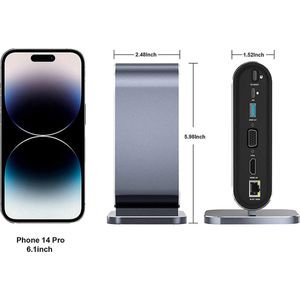 USB C Hub - 12 in 1 Hub - 4K HDMI - SD Card - USB-C - USB 3.0 - TF KAART - VGA - PD 100W opladen - Geschikt voor Verschillende Apparaten - USB splitter - USB C Dock - USB-Hubs