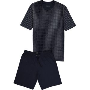 Schiesser heren shortama - blauw gestipt -  Maat: 5XL