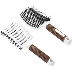Skynzor - Haarborstel - Detangling Brush - Boar Bristle Brush - Boar Bristle Hair Brush - Slick Back Hair Brush - Wet Brush - Wild Zwijn Haar Borstel - Everzwijnhaar Borstel - Haarborstel Zwijnenhaar - Teasing Comb - Anti Klitborstel