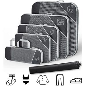 6-Delige Set Reisopbergers, Draagbare Kleding Opbergzakken, Lichtgewicht Koffer Tassen, Compressie Inpak Cubes, Bagage Organizers, Ideaal voor Reizen - Groen