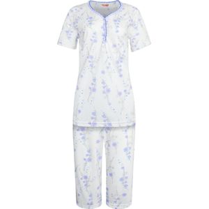 Dames capri pyjama gebloemd blauw XXXL