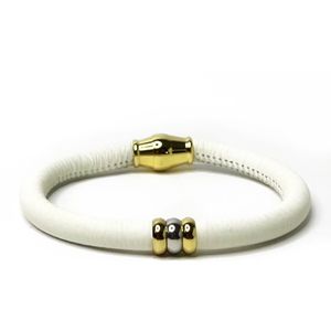 Nieuw! Jolla - dames armband zilver - leer - magneetsluiting - bedels - tweekleurig - Single Ladies Gold - Wit