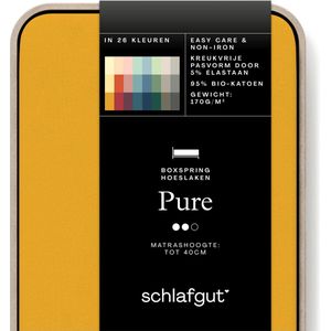 schlafgut Jersey Pure hoeslaken extra hoog - Eenpersoons M - 120x200 - 130x220 196 Yellow Deep