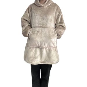 Nivard Knuffeldeken - Plaid - Onesie - Hoodie Deken Met Mouwen - Fleece Blanket - Dames - Heren - Kinderen - Extra Zacht - Khaki