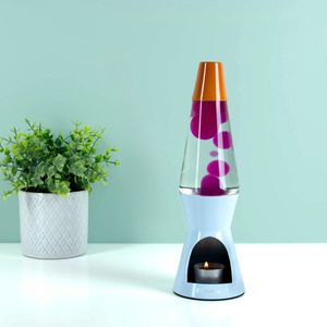 Fisura - Lavalamp - Blauw en Oranje - Milieuvriendelijke Decoratie - 29 cm x 8,5 cm